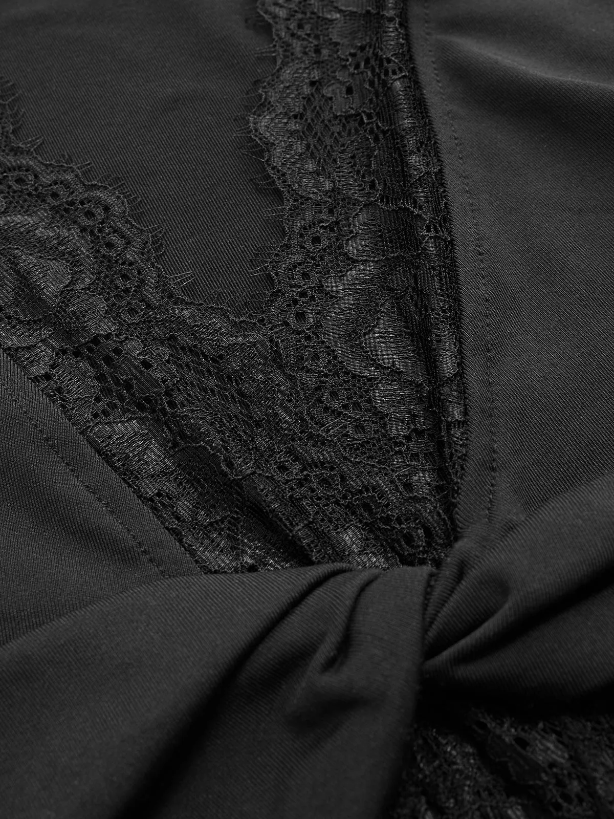 Lace Trim Twist Front Short Sleeve Top sold by COMMENSE product image thumbnail 4