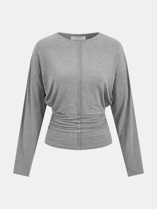 Ruched Long-Sleeve Top sold by COMMENSE