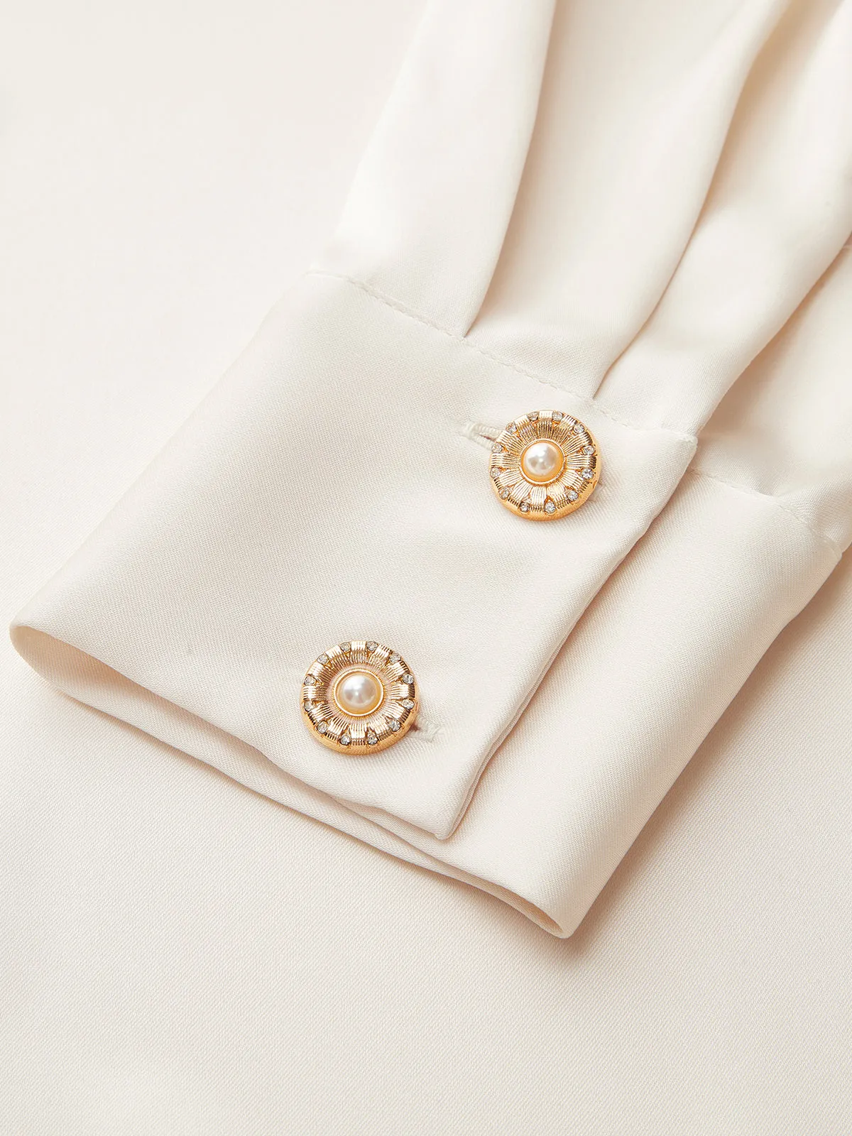 Backless Satin Long-Sleeve Blouse sold by COMMENSE product image thumbnail 4