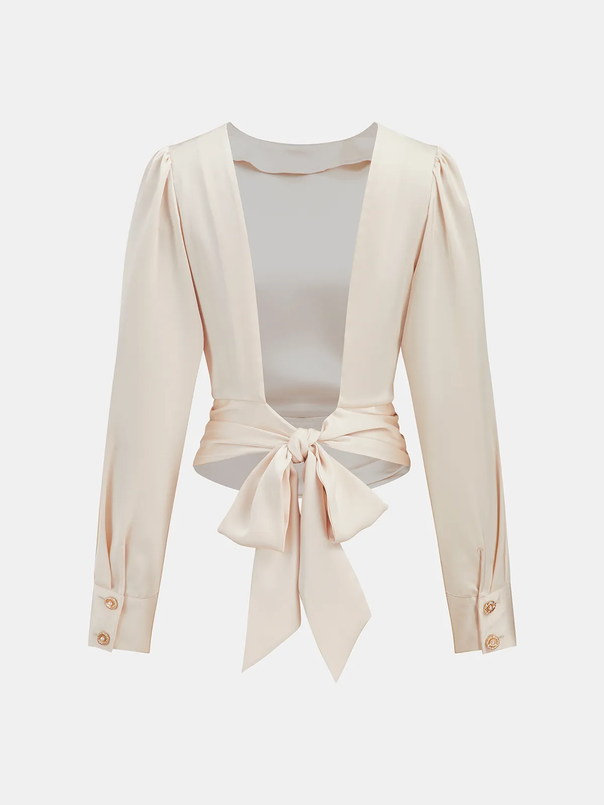 Backless Satin Long-Sleeve Blouse sold by COMMENSE product image thumbnail 2