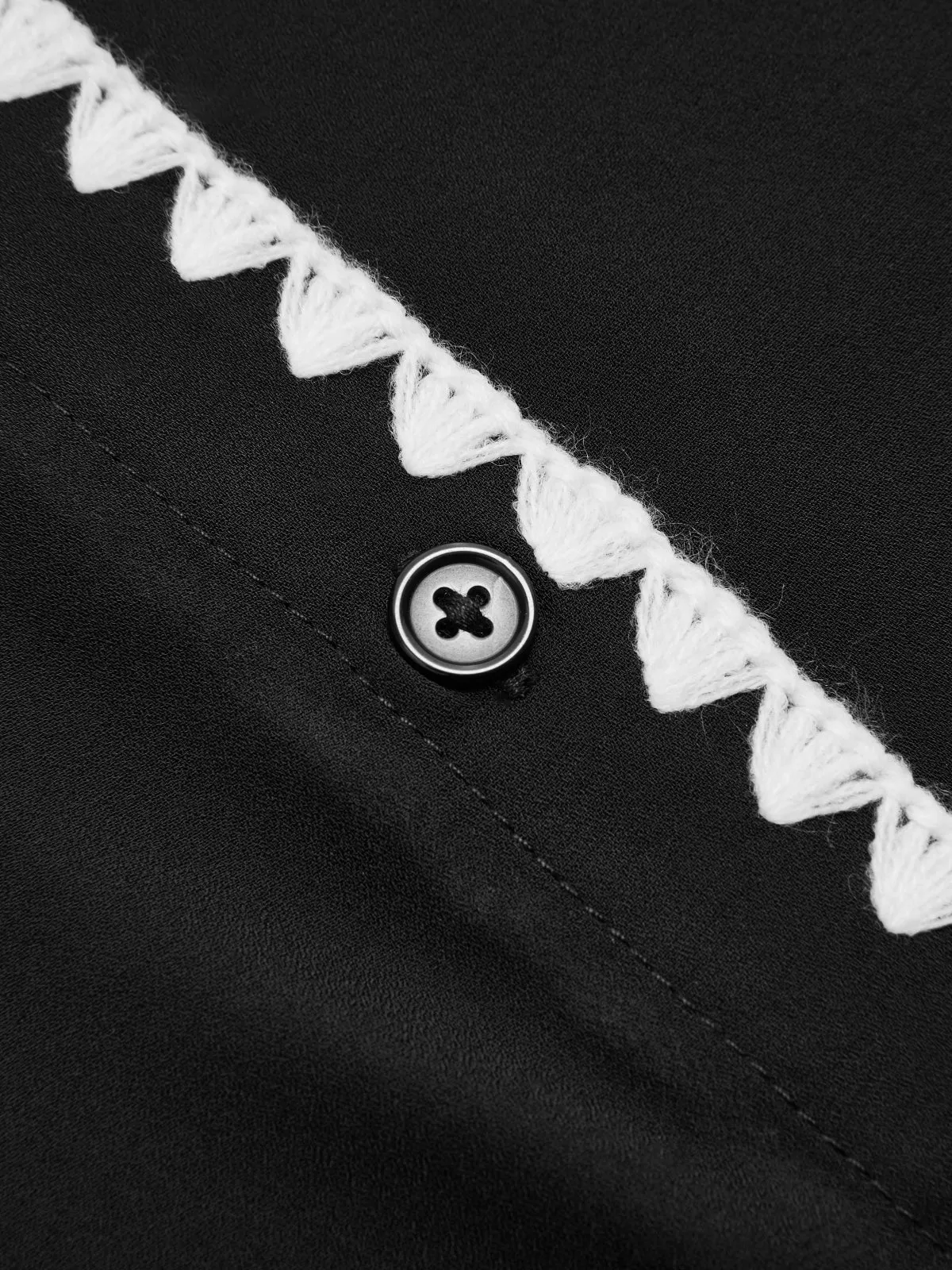 Scalloped Trim Tie-Neck Sleeveless Blouse sold by COMMENSE product image thumbnail 4