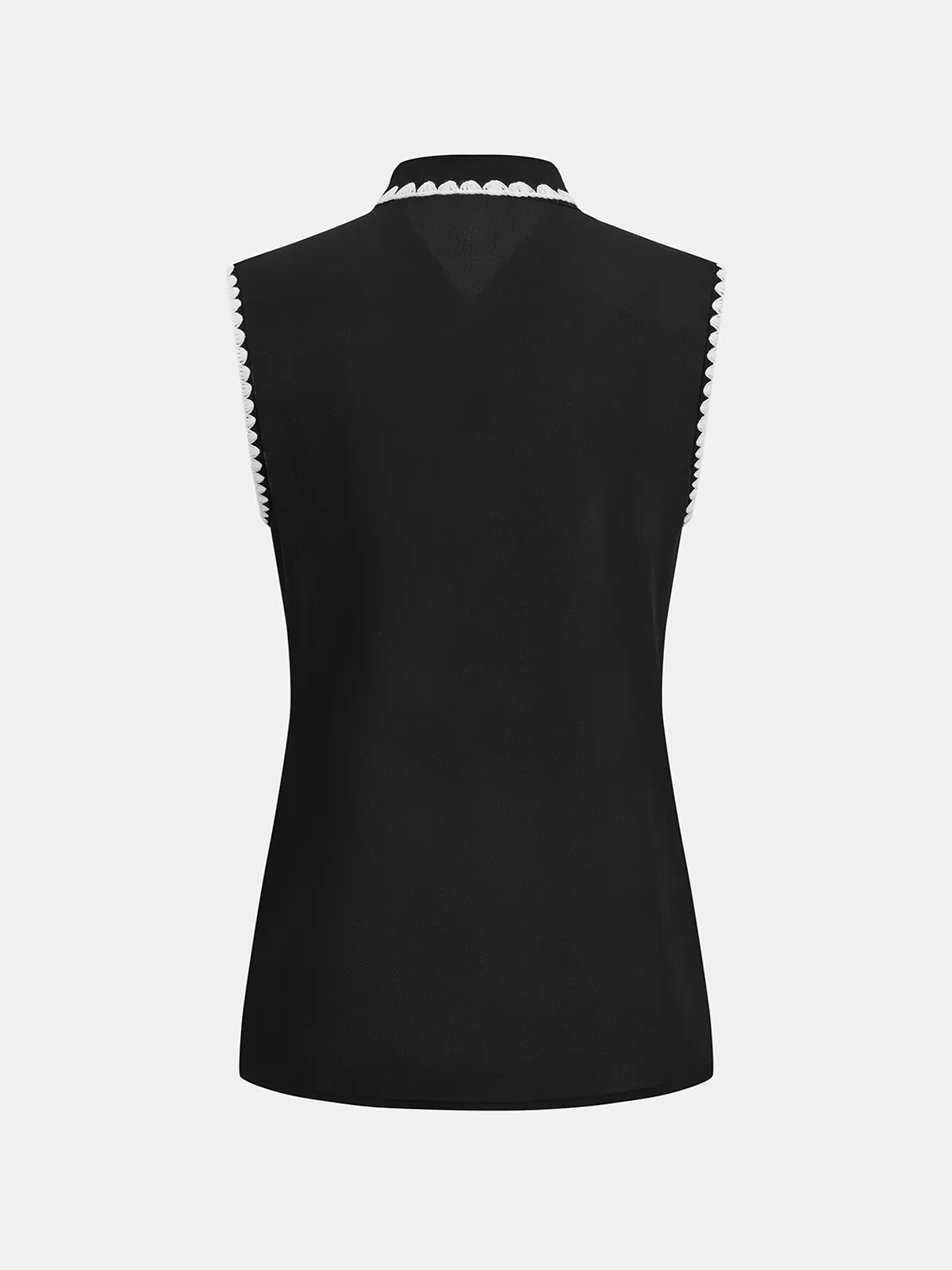 Scalloped Trim Tie-Neck Sleeveless Blouse sold by COMMENSE product image thumbnail 2