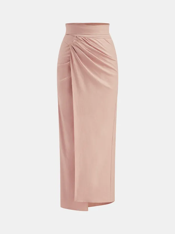 Linen Cotton Bow Detail Maxi Skirt sold by COMMENSE