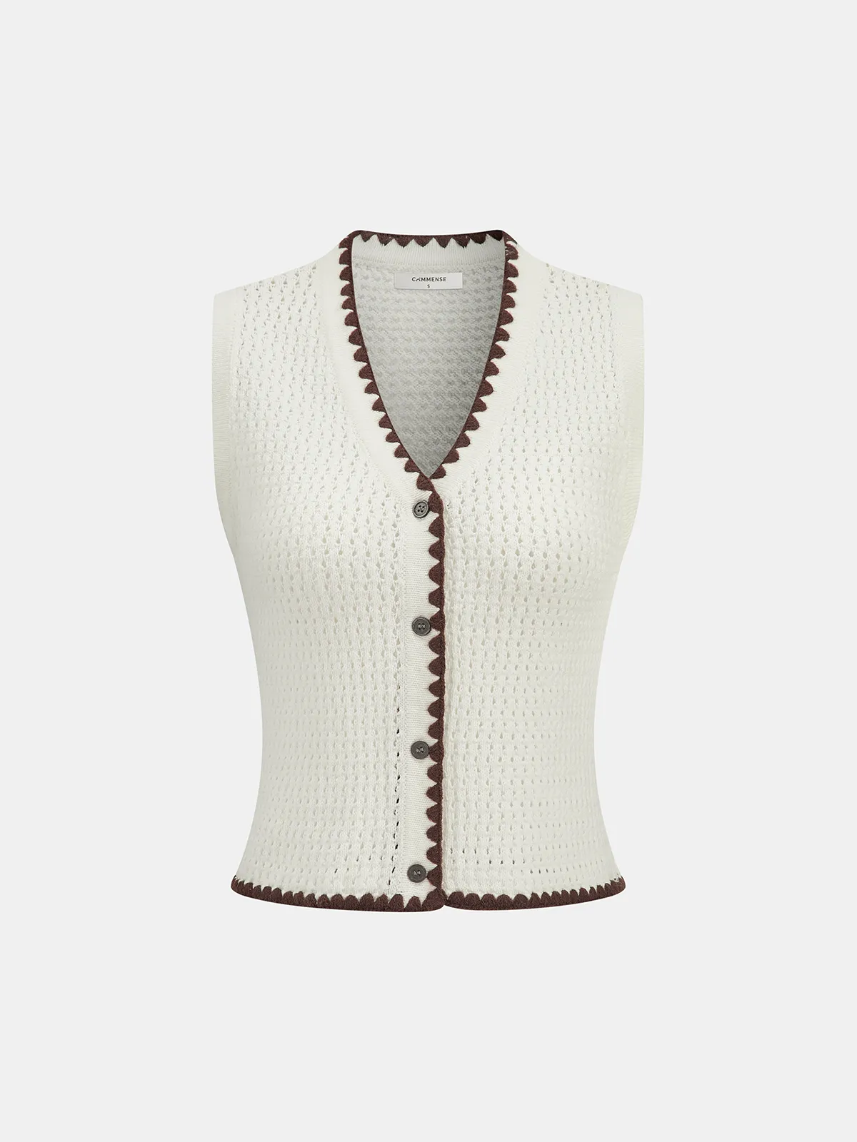 Contrast Trim Knit Vest & Wide-Leg Pants Set sold by COMMENSE product image thumbnail 2