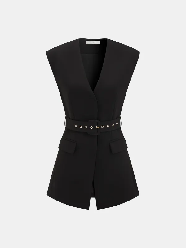 Sleeveless Belted Blazer Vest sold by COMMENSE