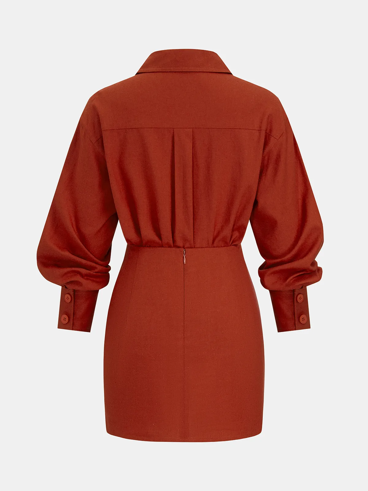 Linen-Blend Knot-Front Shirt & Mini Skirt Set sold by COMMENSE product image thumbnail 3