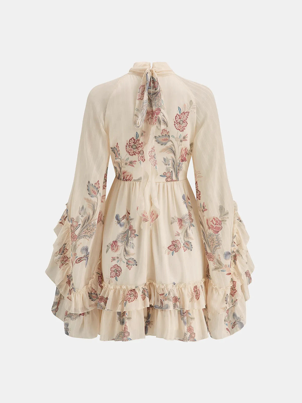 Layered Ruffled Floral Chiffon Mini Dress sold by COMMENSE product image thumbnail 2