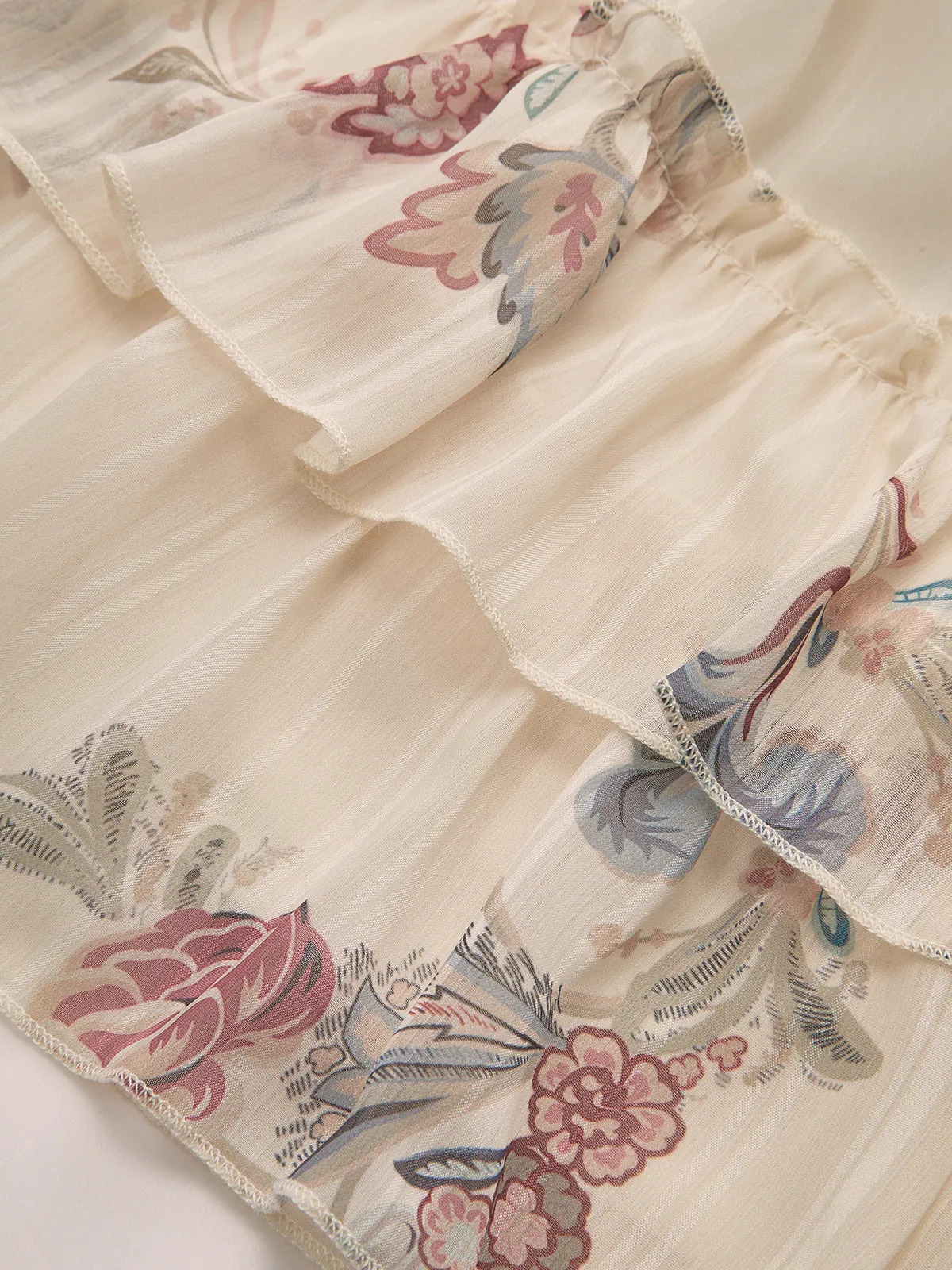 Layered Ruffled Floral Chiffon Mini Dress sold by COMMENSE product image thumbnail 3