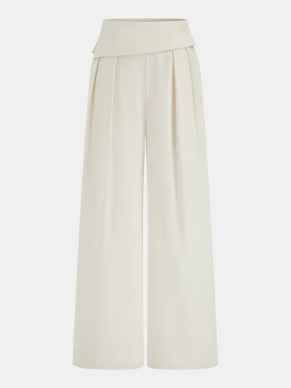 Foldover Waistband High-Waisted Wide-Leg Pants sold by COMMENSE