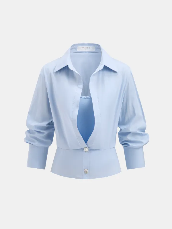 Cami Top & Button-Down Shirt Two-Piece Set sold by COMMENSE