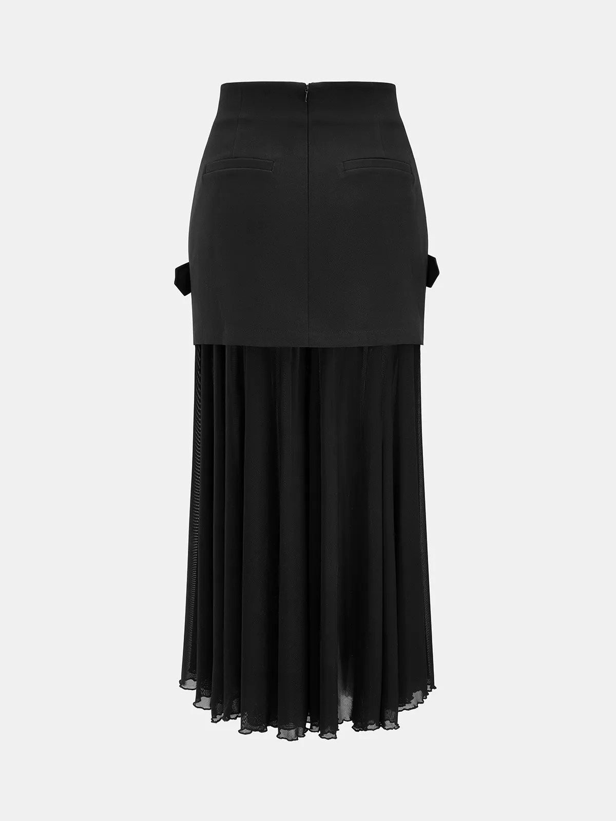 Belted Overlay Chiffon Pleated Asymmetrical Maxi Skirt sold by COMMENSE product image thumbnail 2