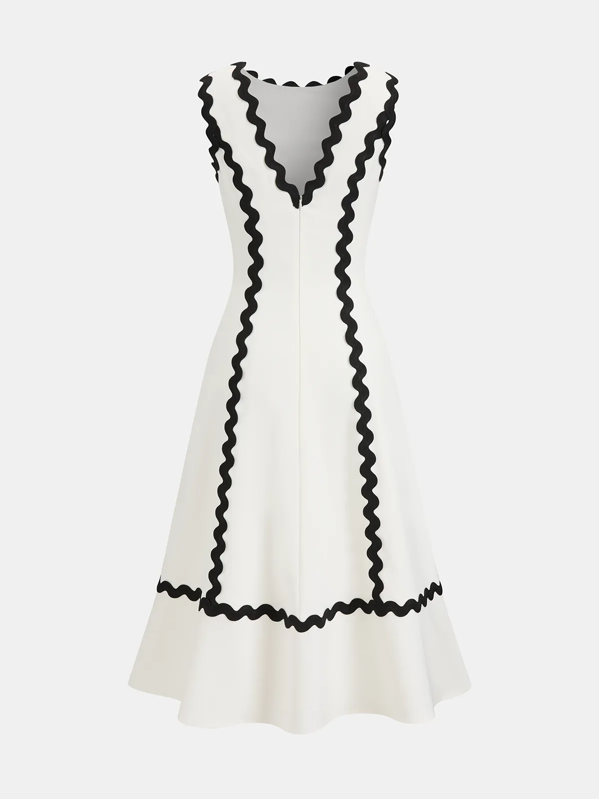 Contrast Scalloped Trim Sleeveless Midi Dress sold by COMMENSE product image thumbnail 2