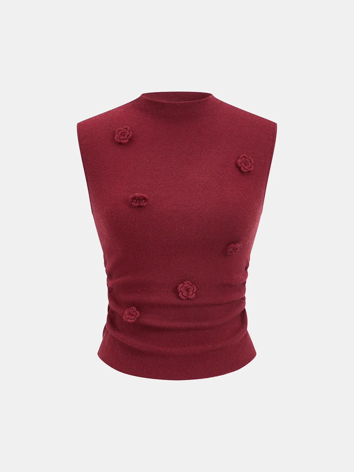 3D Floral Sleeveless Mock Neck Top sold by COMMENSE