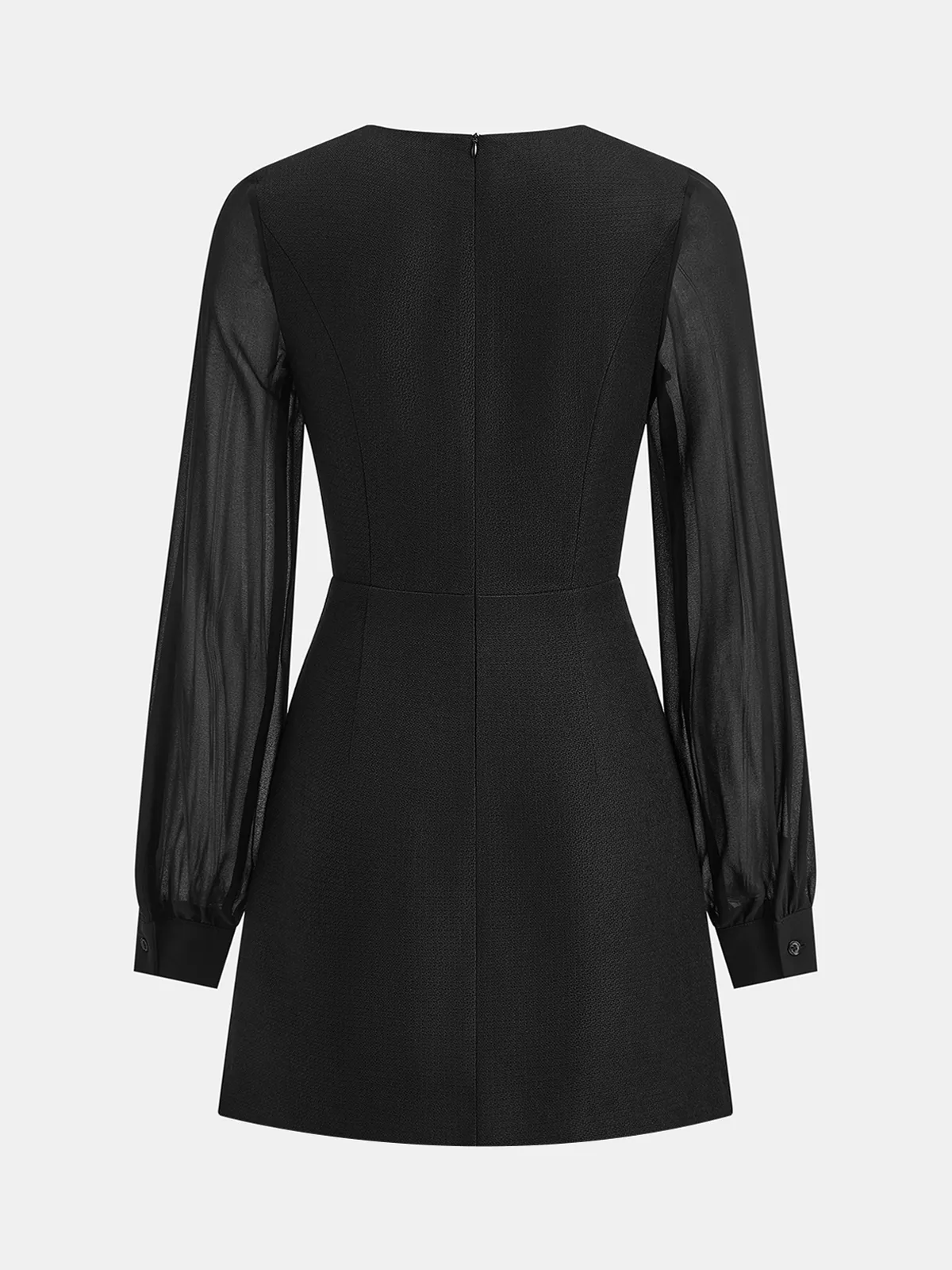 Sheer Sleeve Metal Detail Tweed Mini Dress sold by COMMENSE product image thumbnail 2