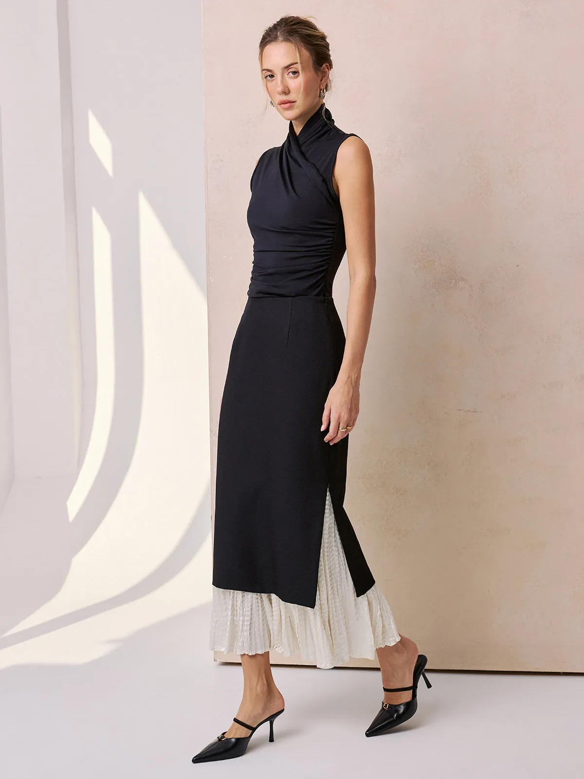 Color Block Ruffle Hem Maxi Skirt sold by COMMENSE product image thumbnail 2