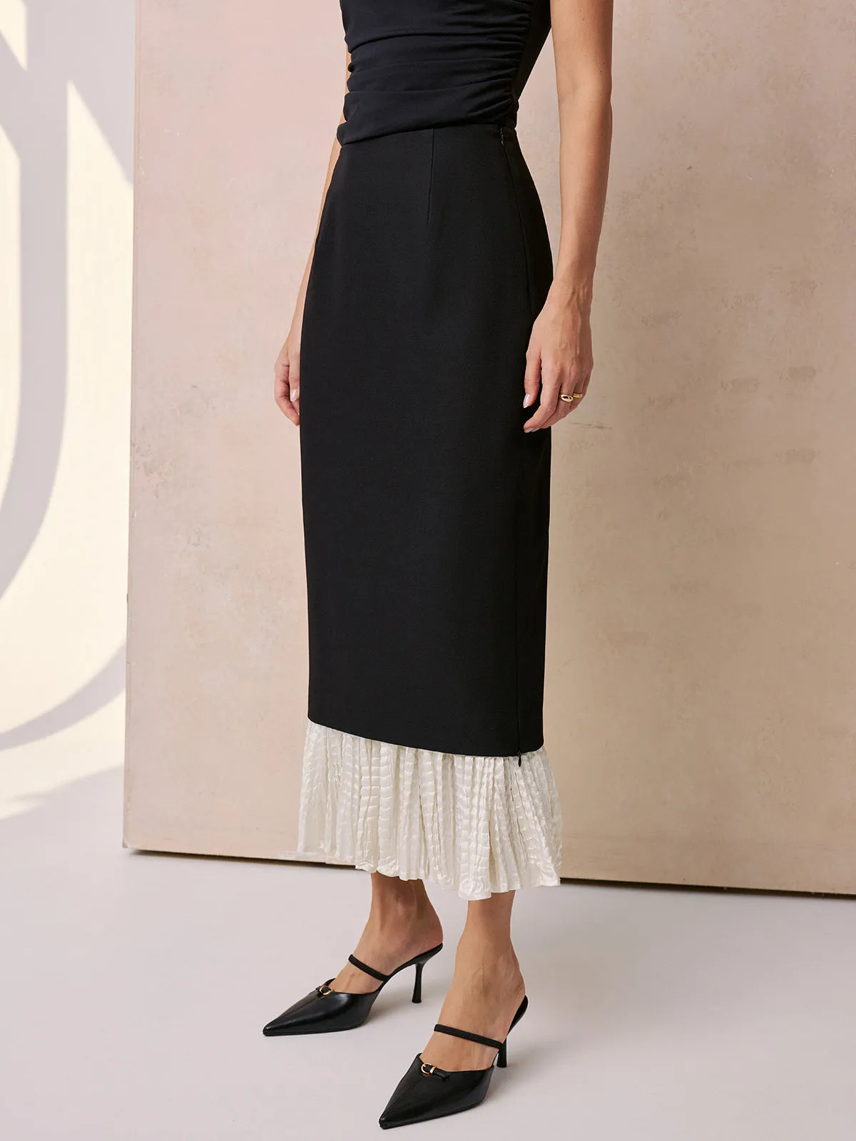 Color Block Ruffle Hem Maxi Skirt sold by COMMENSE product image thumbnail 4