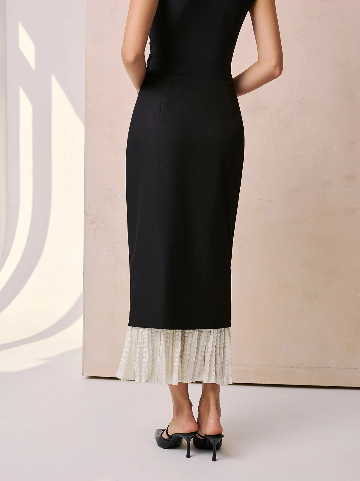 Color Block Ruffle Hem Maxi Skirt sold by COMMENSE product image thumbnail 5