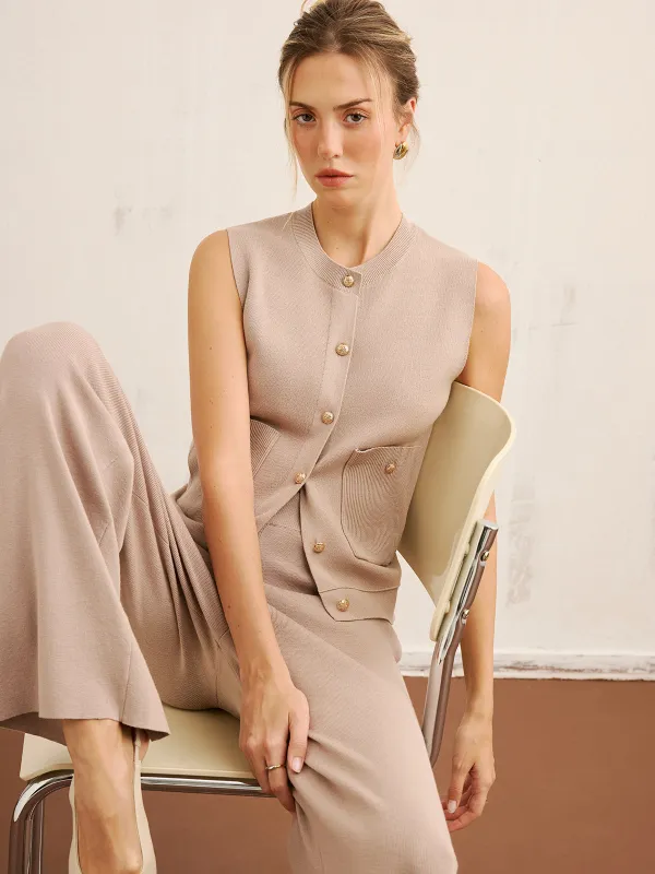 Knit Vest & Wide-Leg Pants Set sold by COMMENSE