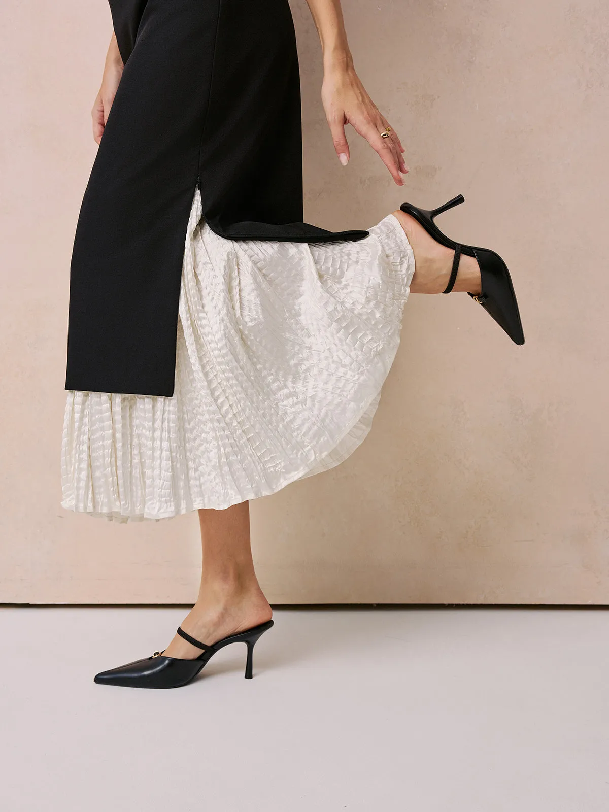 Buckle Detail Pointed-Toe Slingback Heels sold by COMMENSE product image thumbnail 3