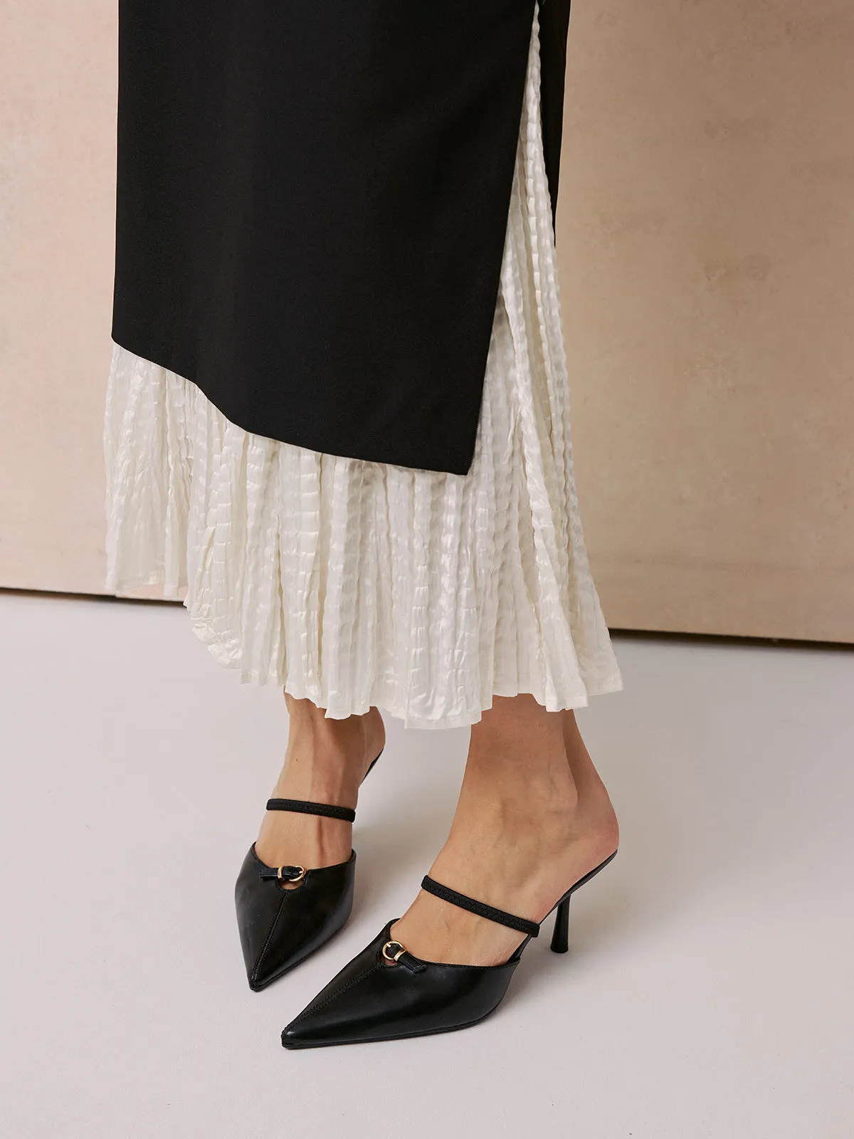 Buckle Detail Pointed-Toe Slingback Heels sold by COMMENSE product image thumbnail 4