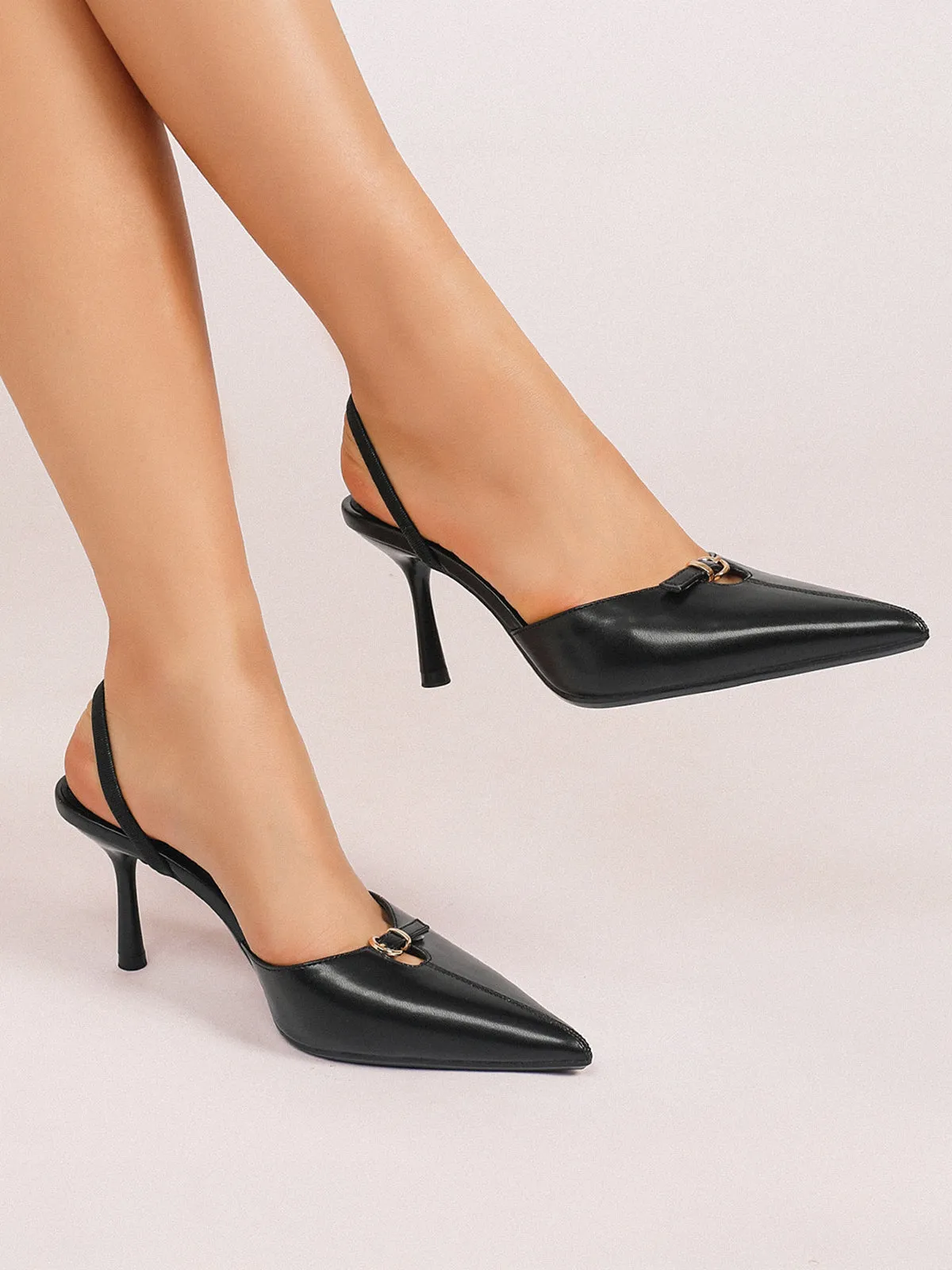 Buckle Detail Pointed-Toe Slingback Heels sold by COMMENSE product image thumbnail 2
