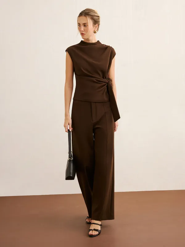Twist Front Sleeveless Top & Wide-Leg Pants Set sold by COMMENSE