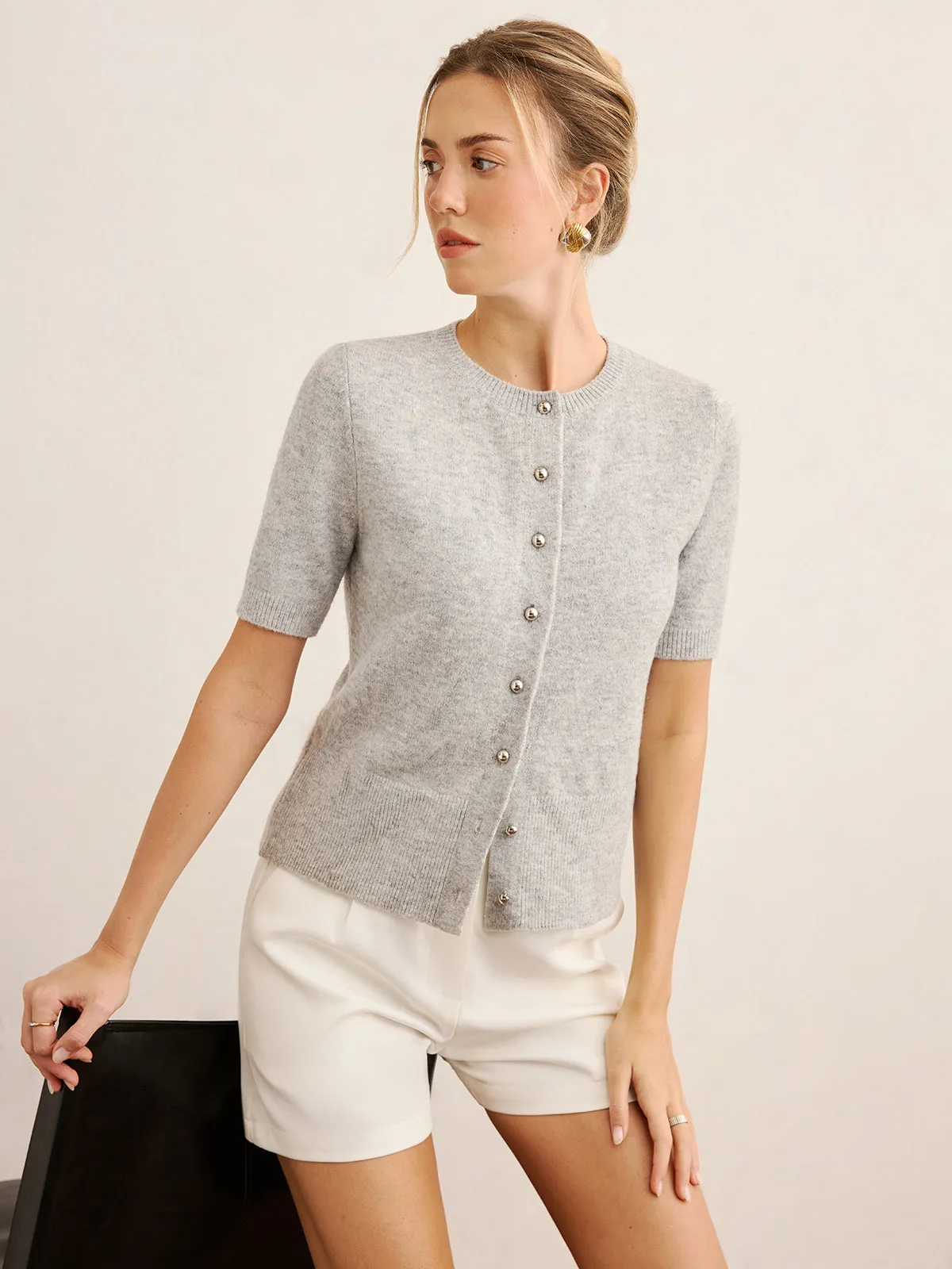 Short-Sleeve Knit Cardigan sold by COMMENSE product image thumbnail 3