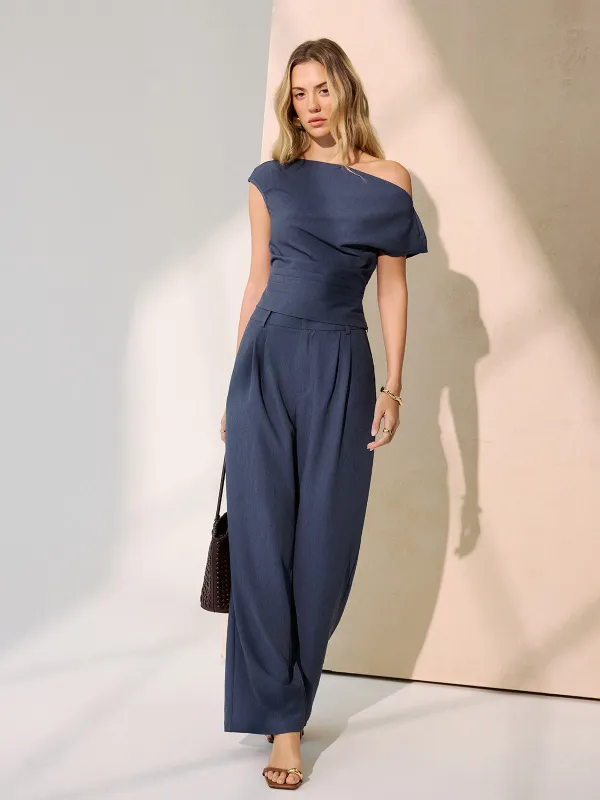 Off-Shoulder Top & Wide-Leg Pants Set sold by COMMENSE