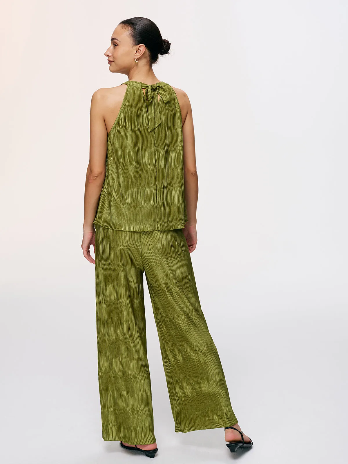 Vertical Pleated Halter Top & Pants Set sold by COMMENSE product image thumbnail 3