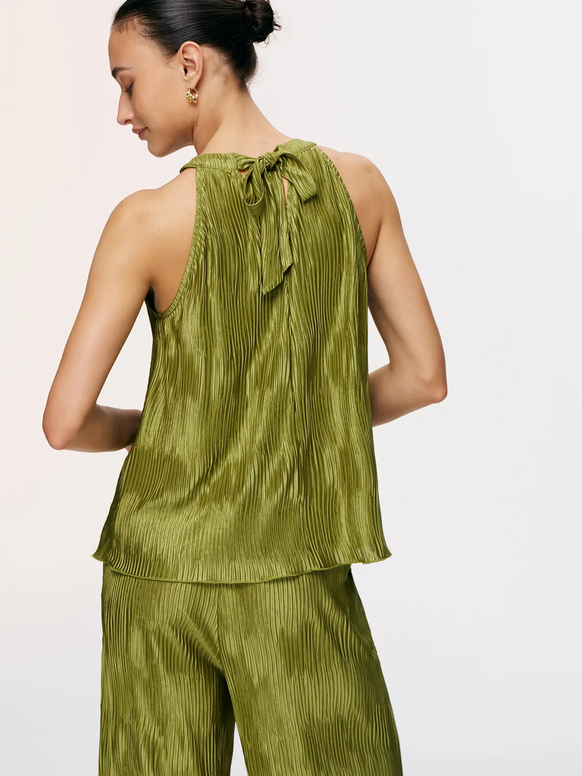 Vertical Pleated Halter Top & Pants Set sold by COMMENSE product image thumbnail 2