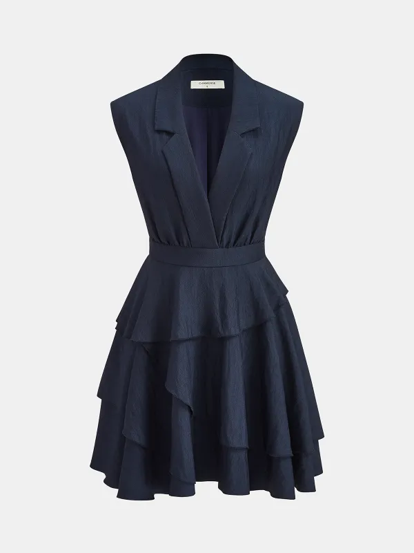Tiered Ruffle Sleeveless Blazer Dress sold by COMMENSE