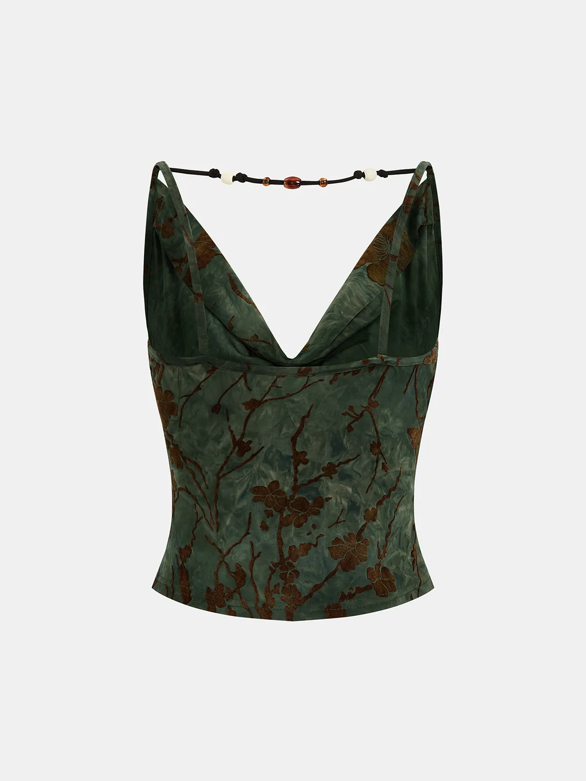 Flocked Floral Cowl Neck Cami Top sold by COMMENSE product image thumbnail 2
