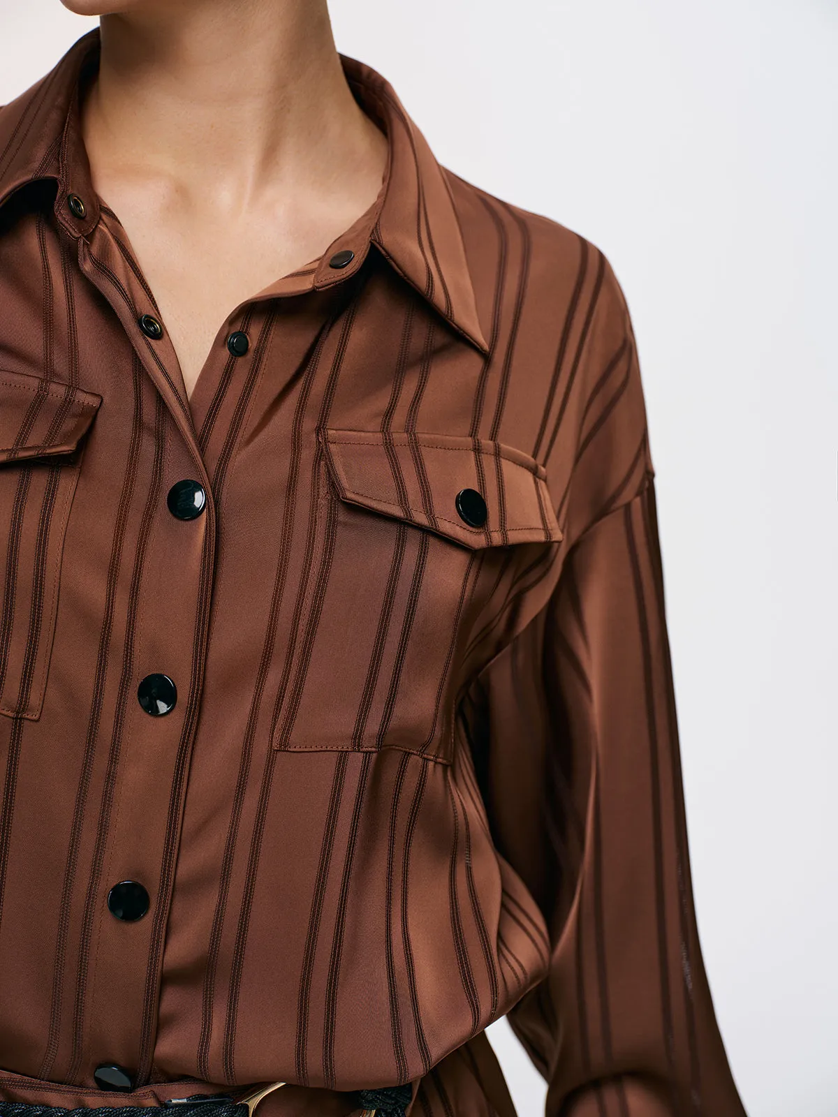 Striped Shirt & Midi Skirt Set sold by COMMENSE product image thumbnail 4