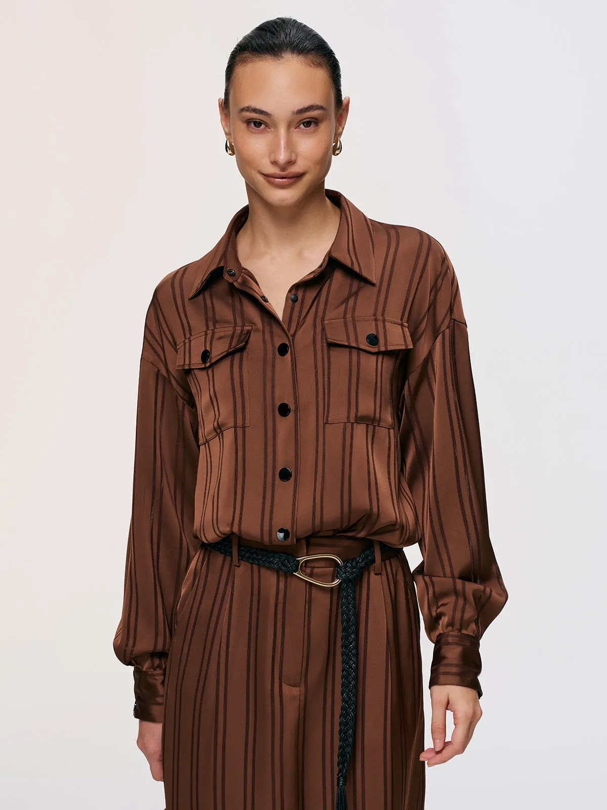 Striped Shirt & Midi Skirt Set sold by COMMENSE product image thumbnail 2