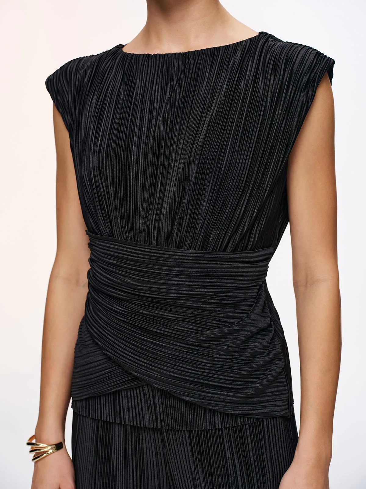 Texture Tie-Back Top & Wide-Leg Pants Set sold by COMMENSE product image thumbnail 3