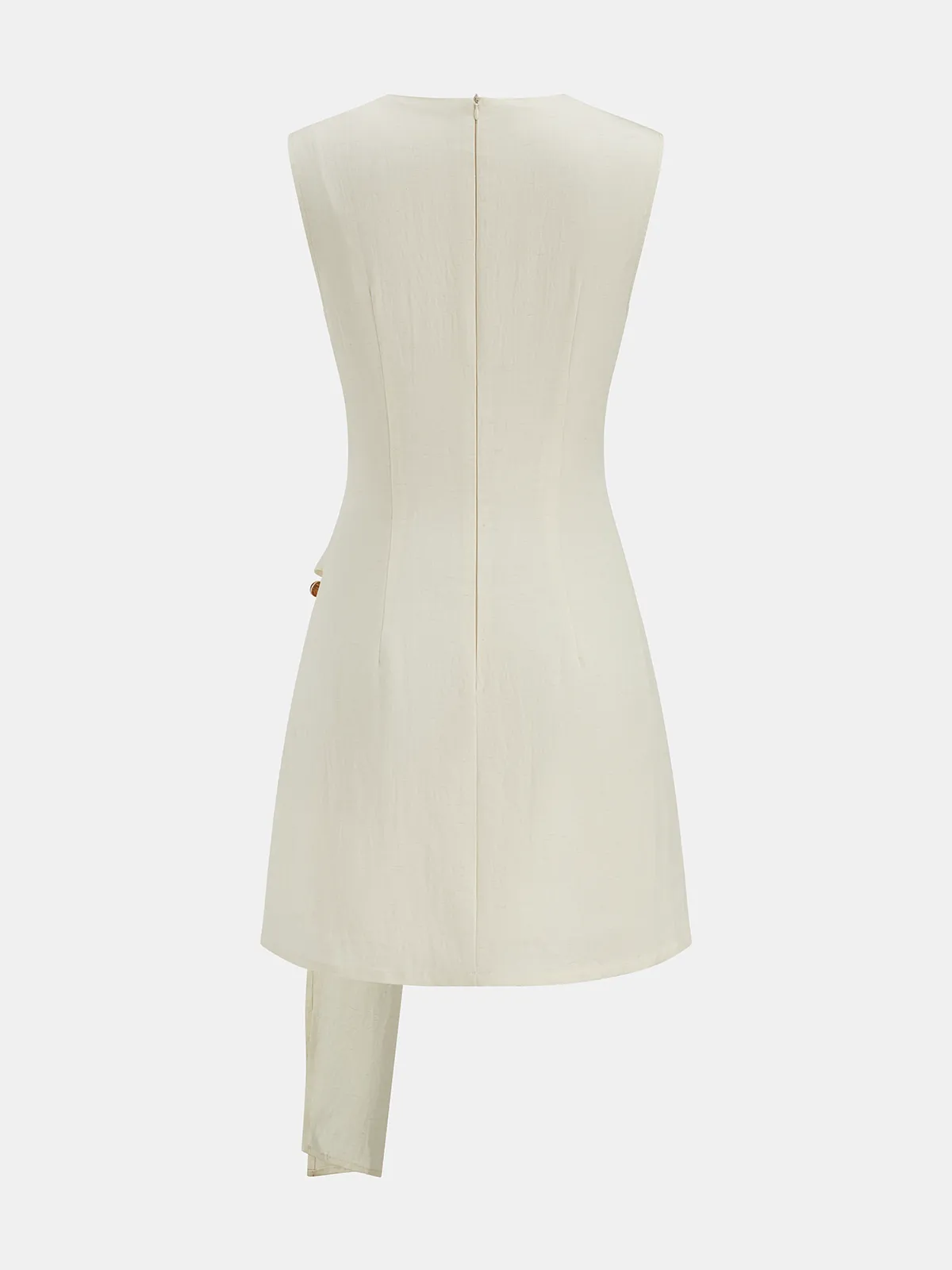 Tencel Blend Asymmetric Buckle Ruched Mini Dress sold by COMMENSE product image thumbnail 3