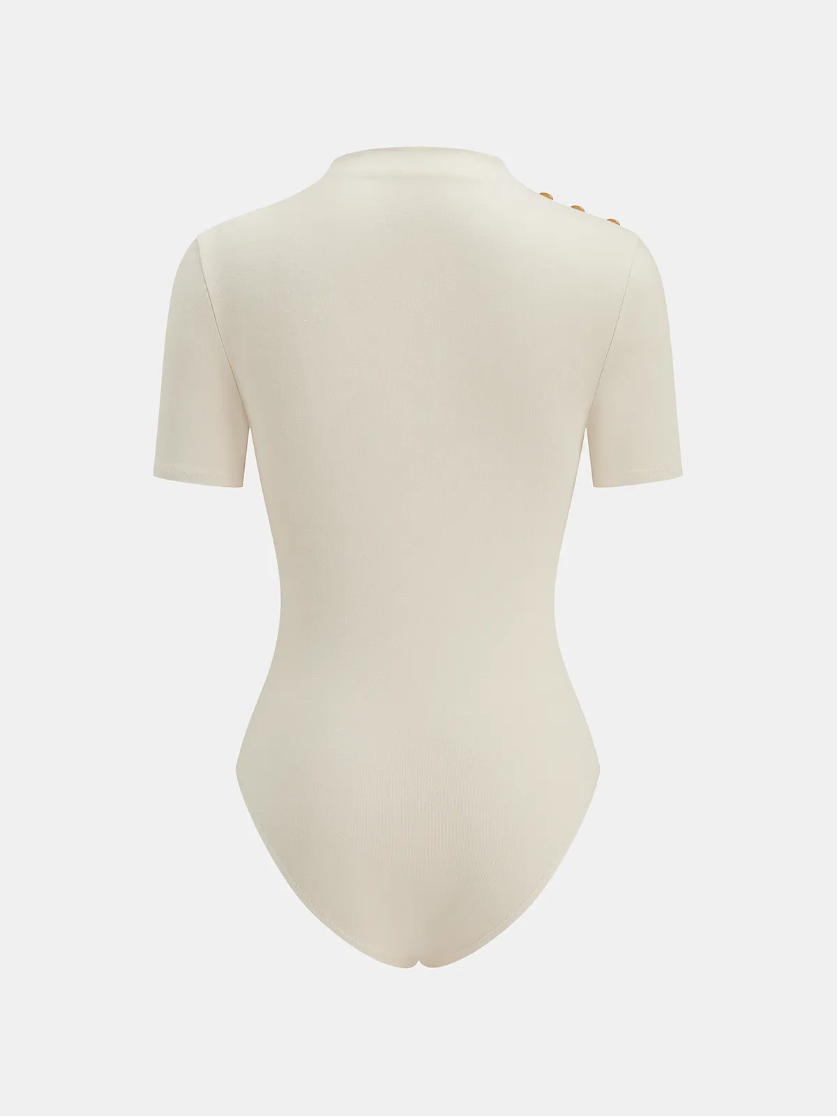 Metal Detail Mock Neck Ruched Bodysuit sold by COMMENSE product image thumbnail 3