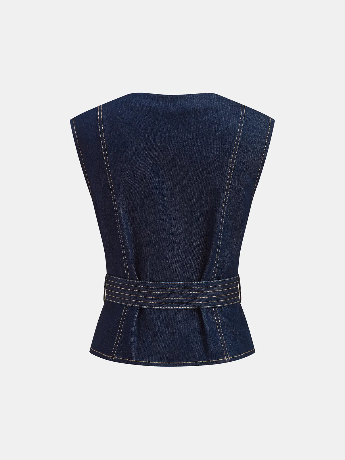 Denim Belted Sleeveless Vest sold by COMMENSE product image thumbnail 3