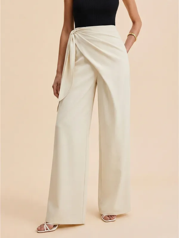 Draped Wrap Wide-Leg Pants made by COMMENSE
