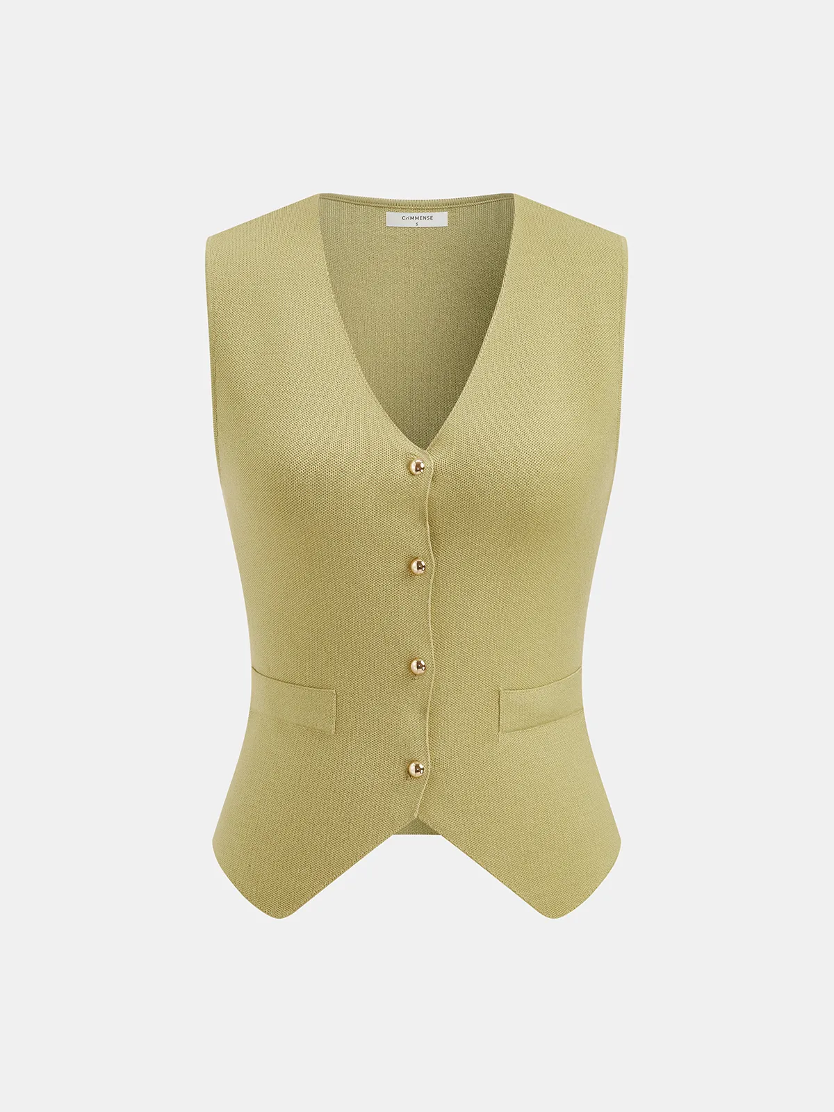 Metal Button Knit Vest & Midi Skirt Set sold by COMMENSE product image thumbnail 3