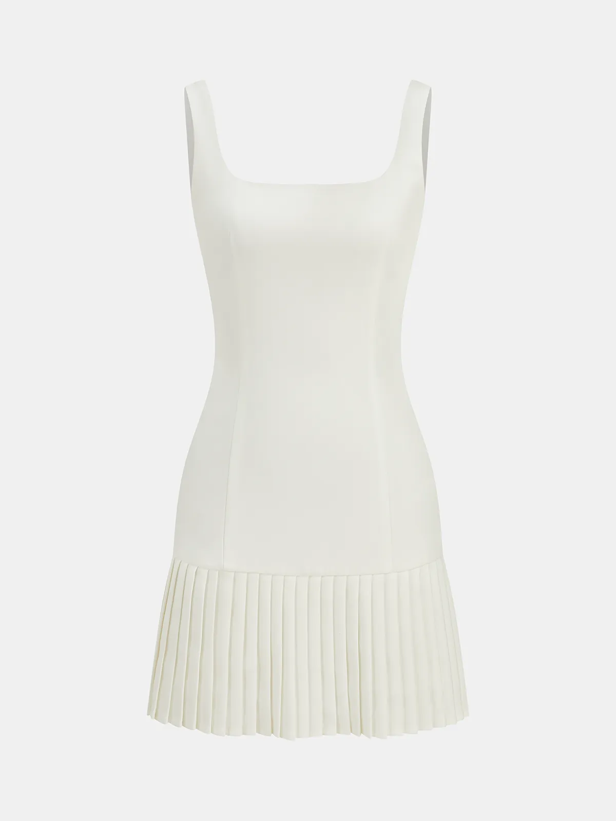 Square Neck Pleated Hem Mini Dress sold by COMMENSE product image thumbnail 2