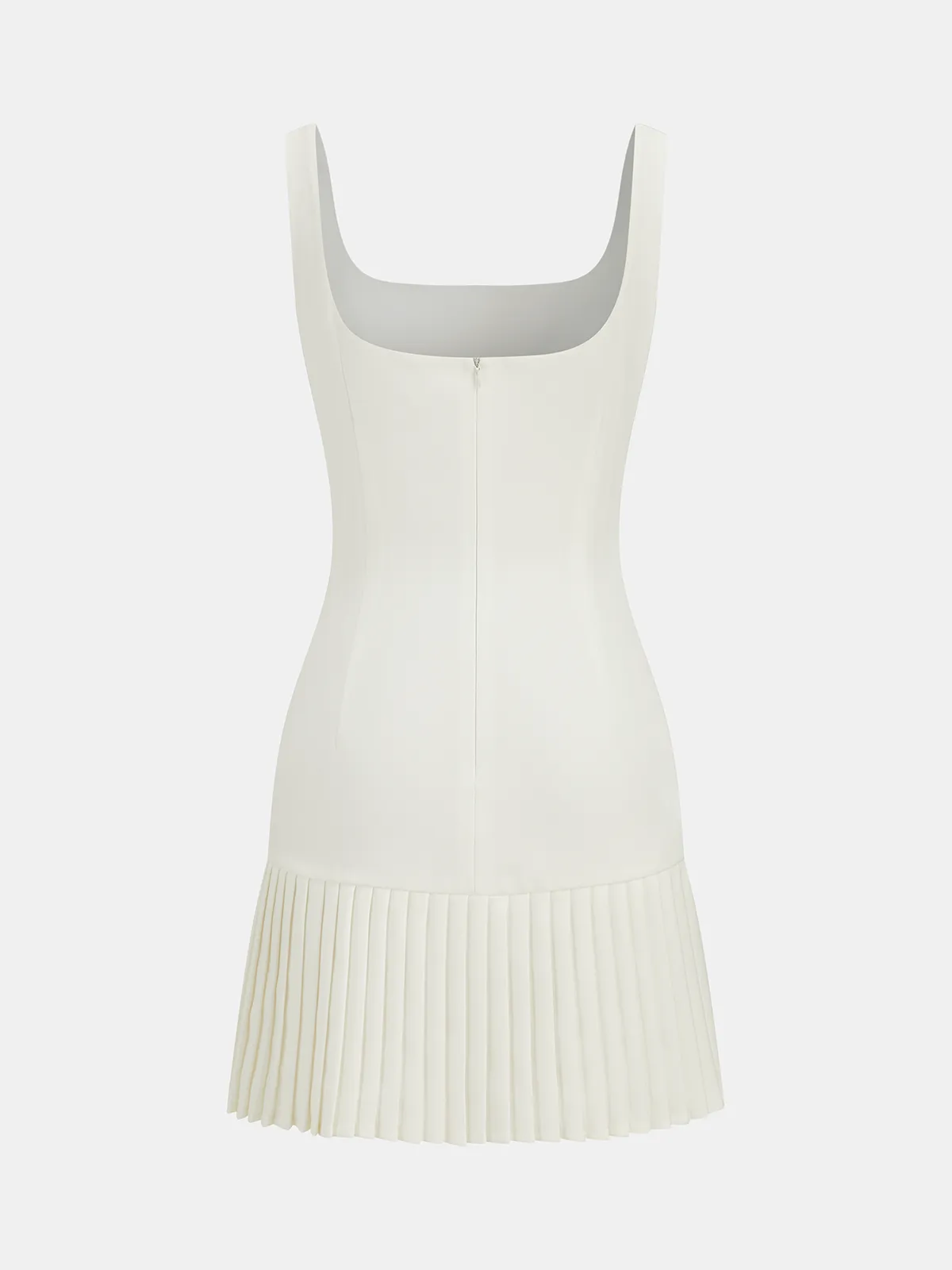 Square Neck Pleated Hem Mini Dress sold by COMMENSE product image thumbnail 3