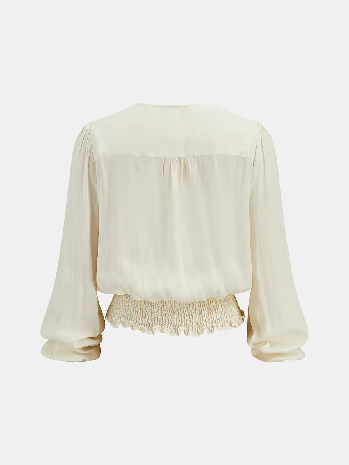 Lace Trim Smocked Waist Long Sleeve Blouse sold by COMMENSE product image thumbnail 3