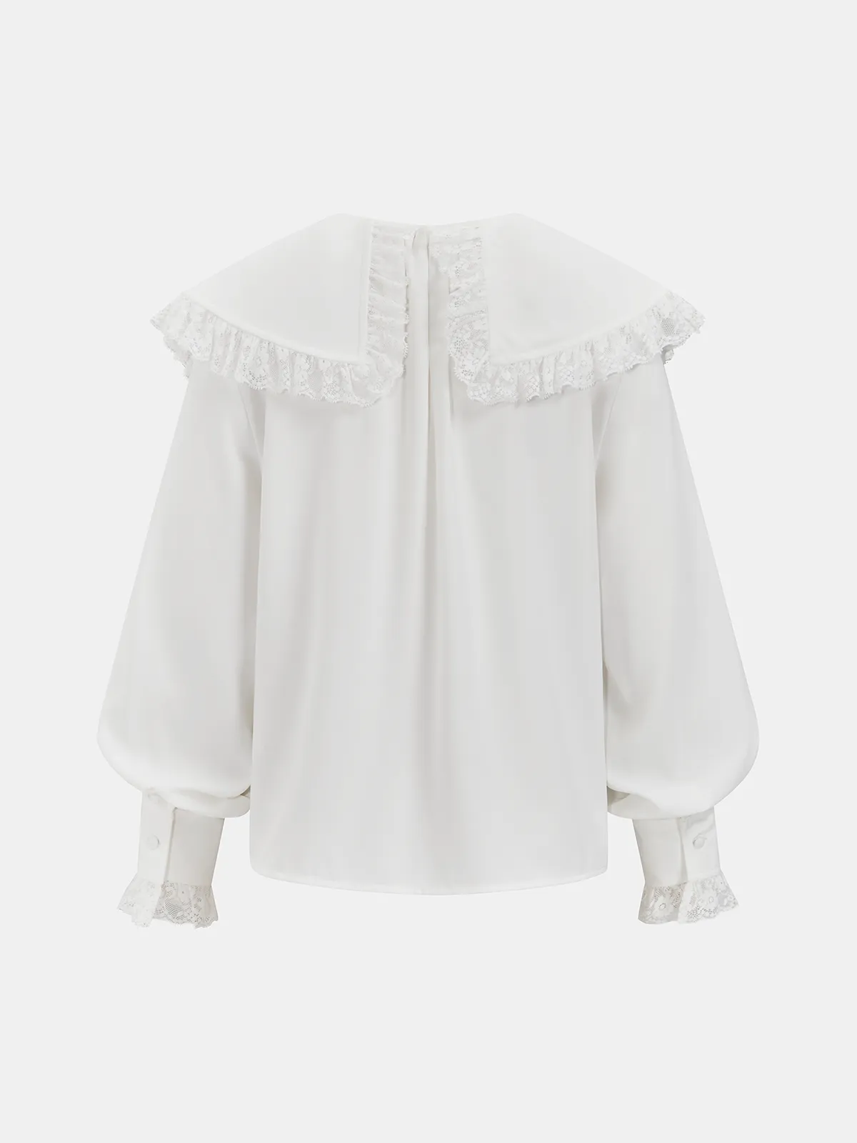 Lace-Trimmed Wide-Collar Blouse sold by COMMENSE product image thumbnail 3