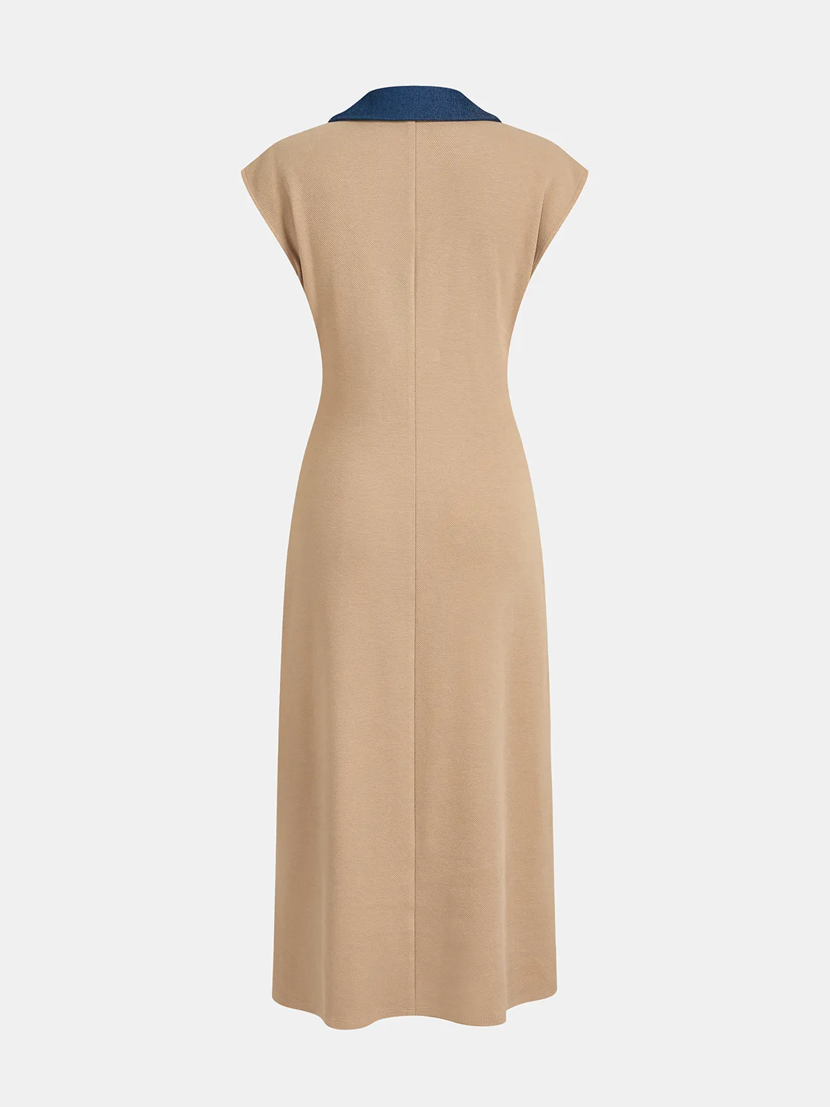 Denim Collar Sleeveless Maxi Dress sold by COMMENSE product image thumbnail 2