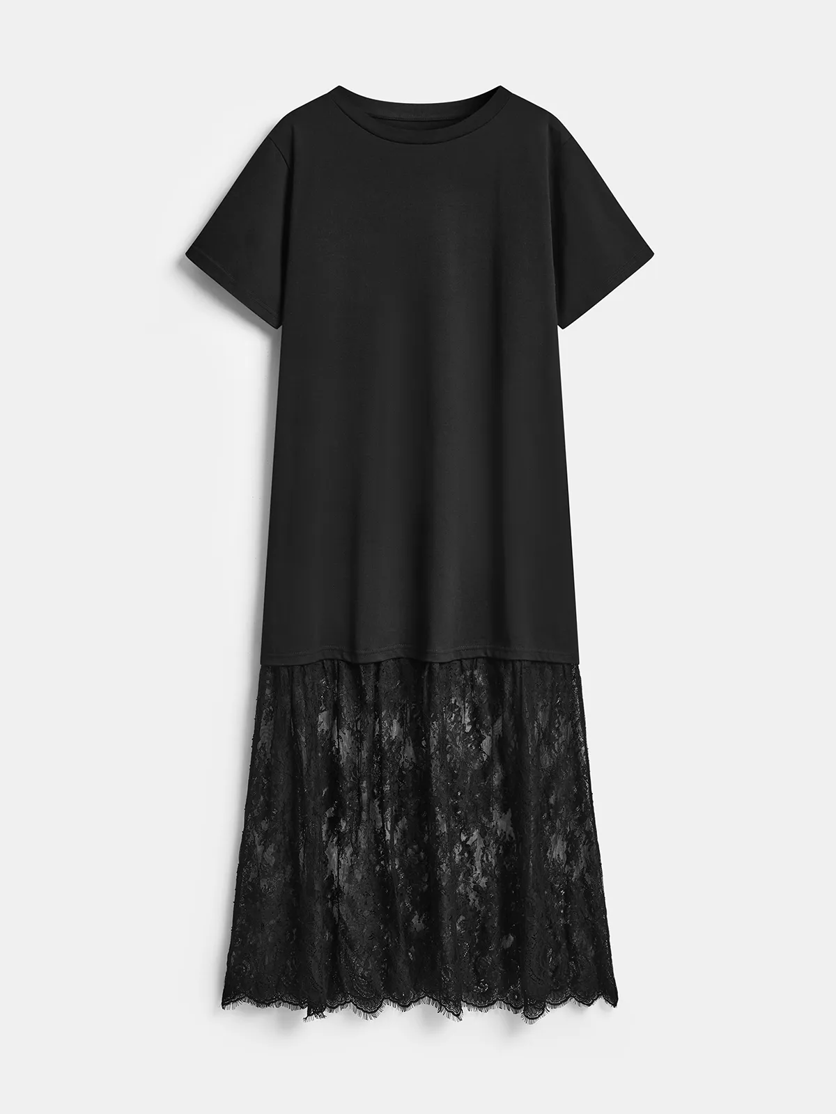 Lace Panel Short Sleeve Maxi Dress sold by COMMENSE