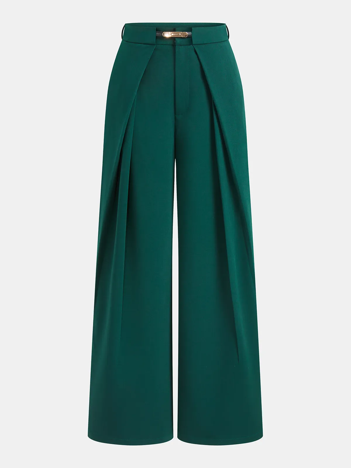 Mid Waist Belted Pleated Wide Leg Pants sold by COMMENSE