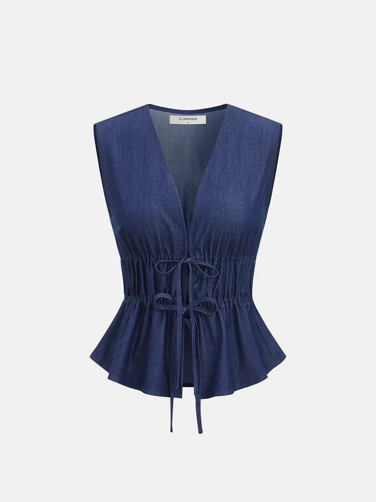 Faux Denim Tie-Waist Vest & Pants Set sold by COMMENSE product image thumbnail 3