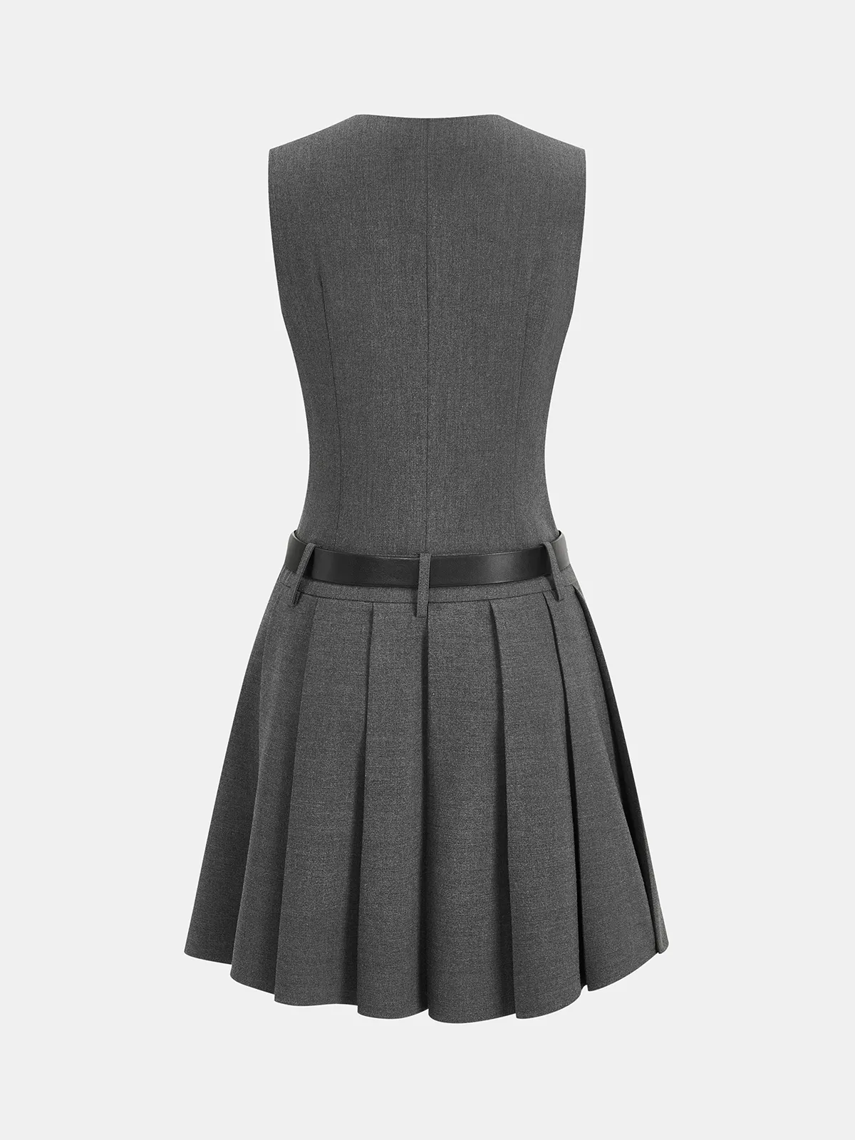 Belted Sleeveless Pleated Blazer Dress sold by COMMENSE product image thumbnail 2
