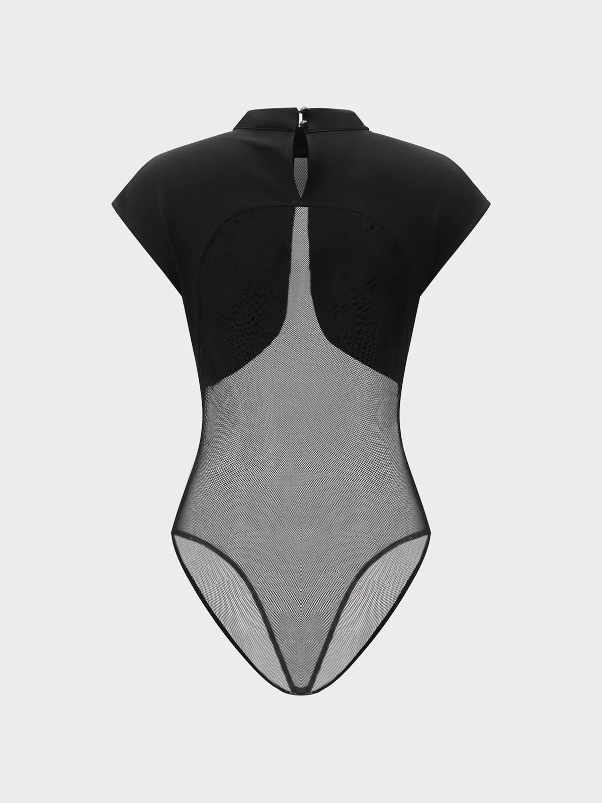 Sheer Mesh Panel Cap Sleeve Bodysuit sold by COMMENSE product image thumbnail 2